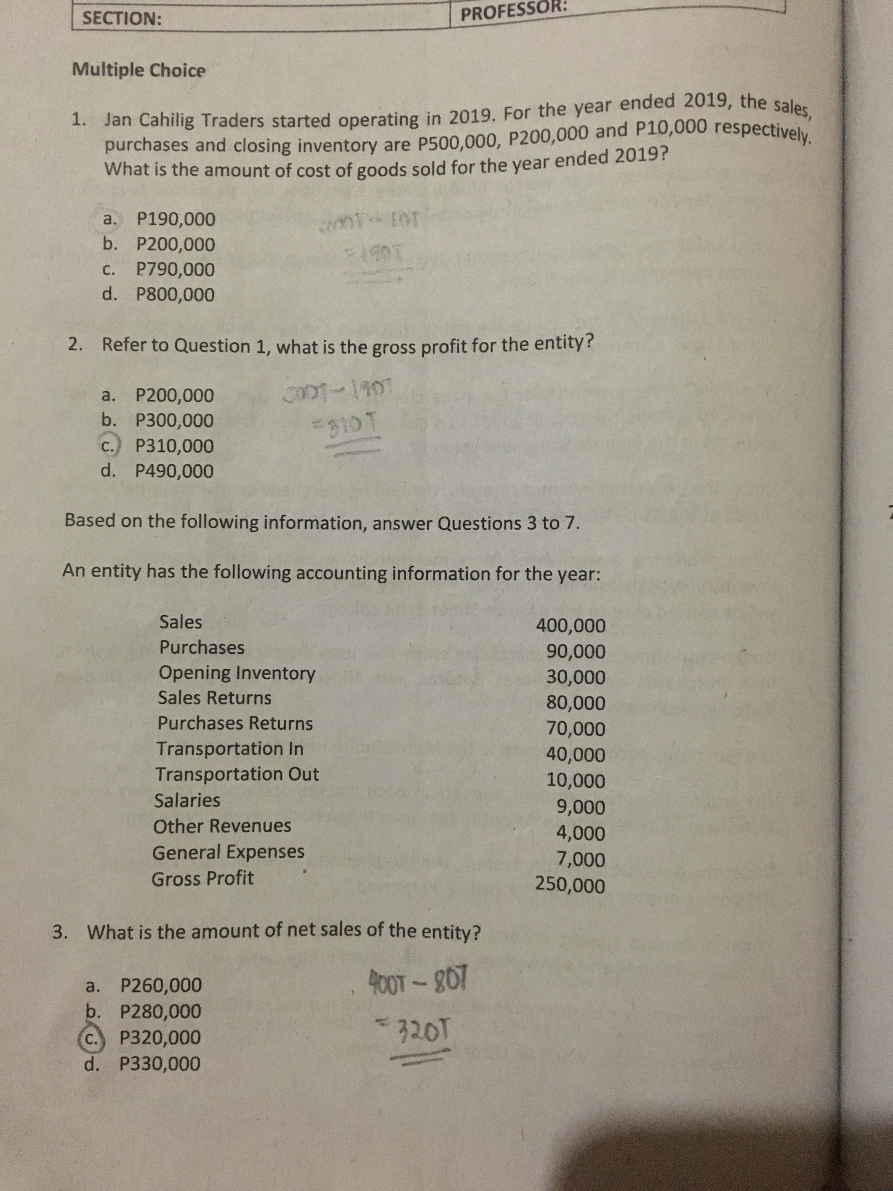 Please Provide Solution and explanation on each item for my guidance. I