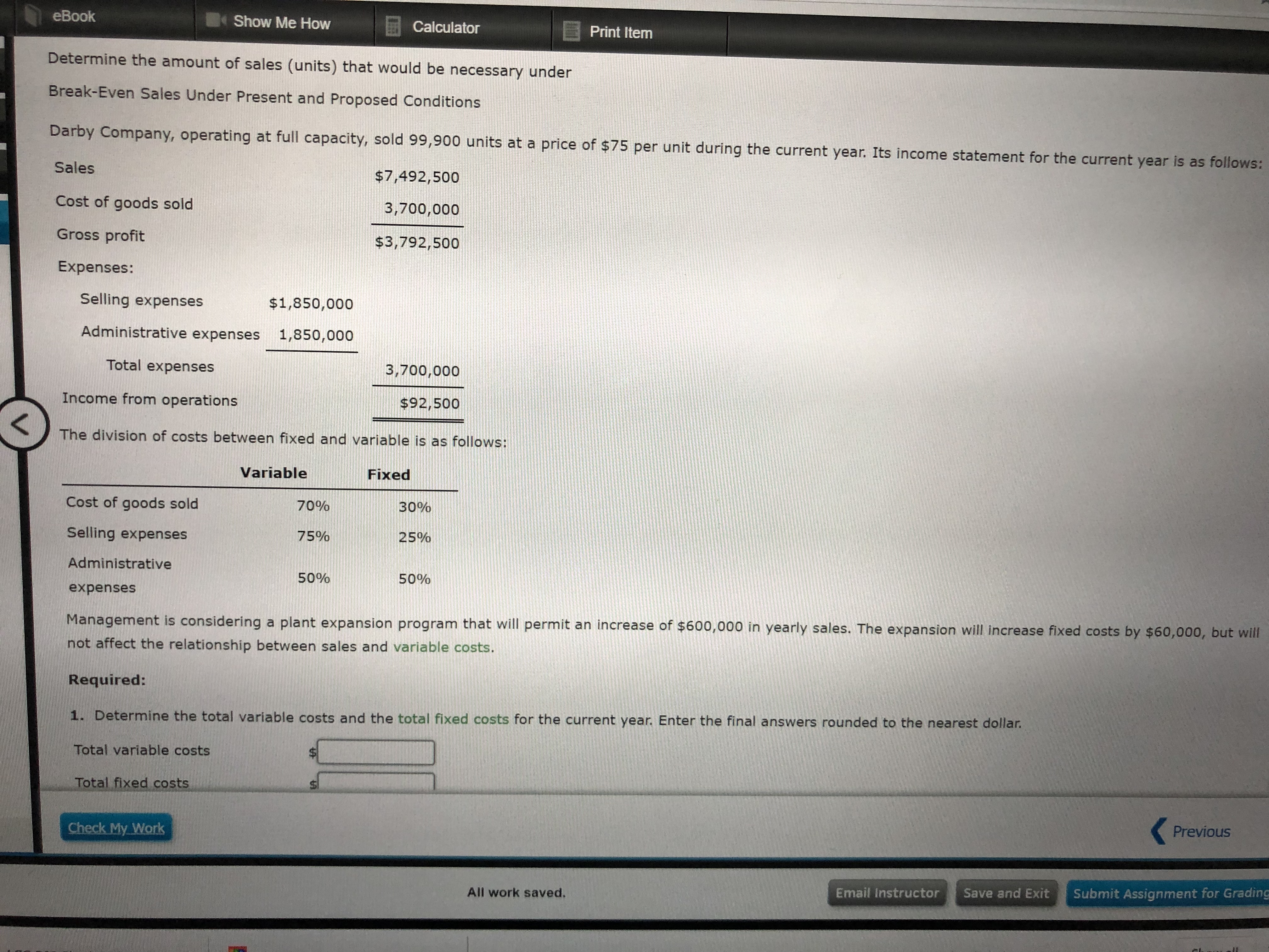 50% Management is considering a plant expansion program that will permit an