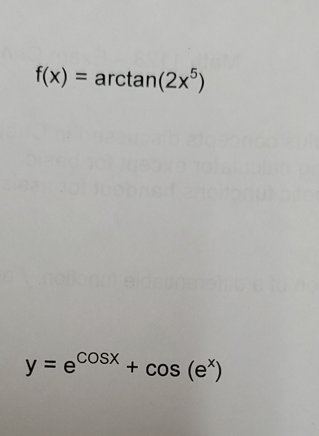 f(x) = arctan(2x5) cosx + COS (eX)
