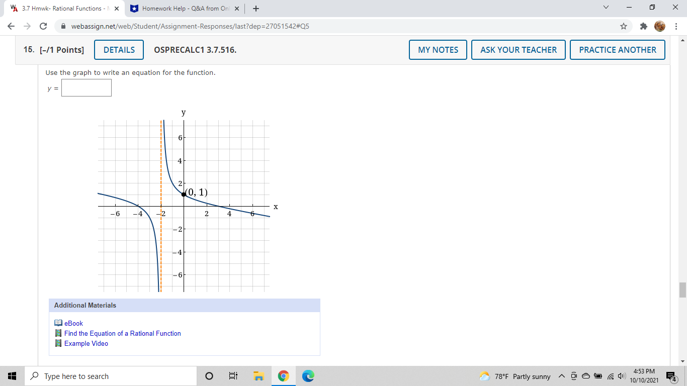 ( Tutorial 6. [0/1 Points] DETAILS PREVIOUS ANSWERS OSPRECALC1 3.7.464-473B.WA.TUT. MY NOTES