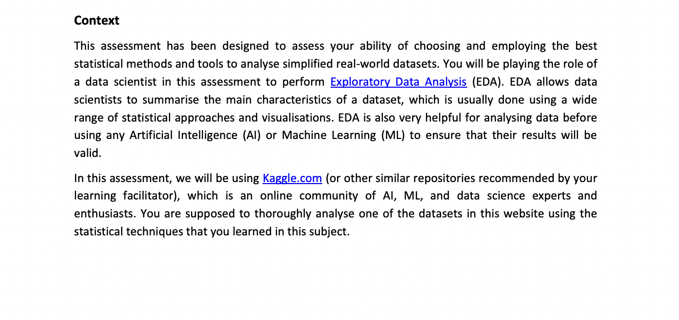 might assign you a specic dataset. After the approval of the dataset
