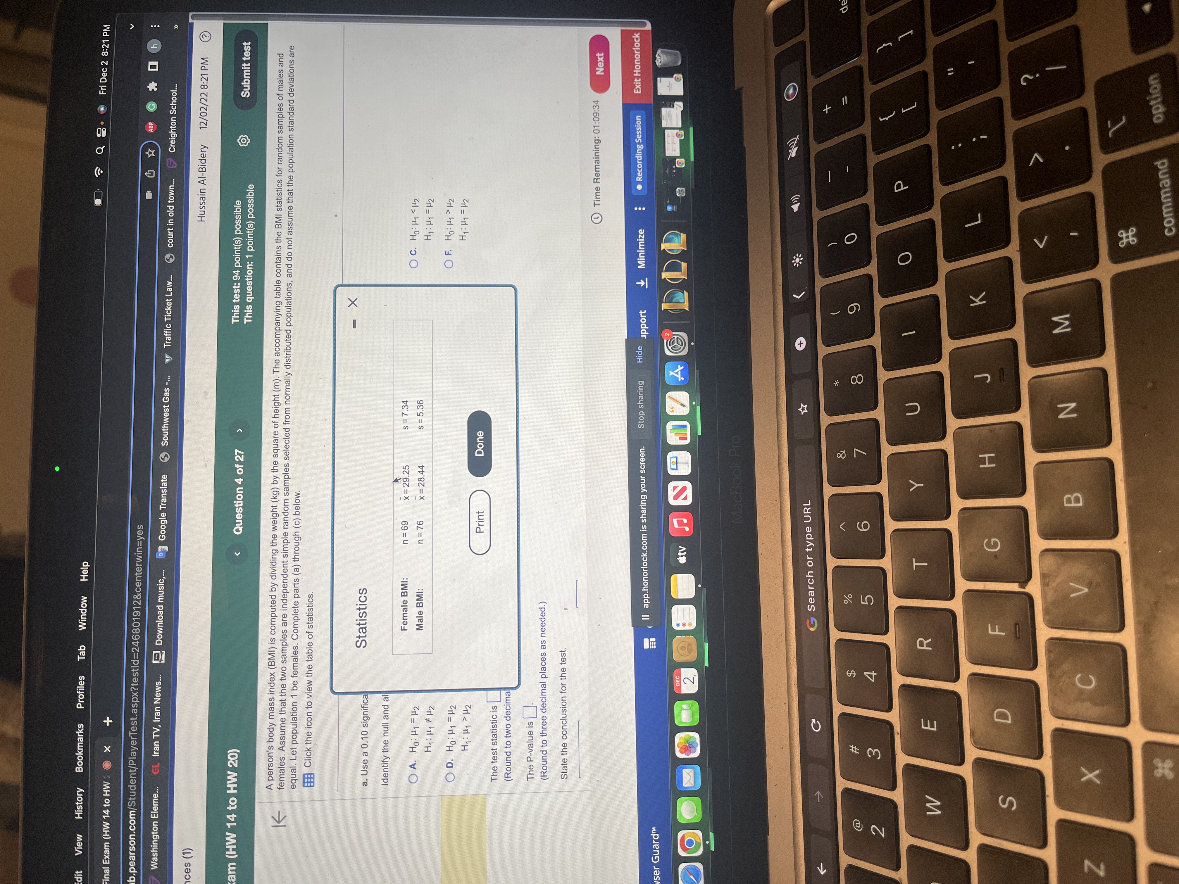 dit View History Bookmarks Profiles Tab Window Help Final Exam (HW