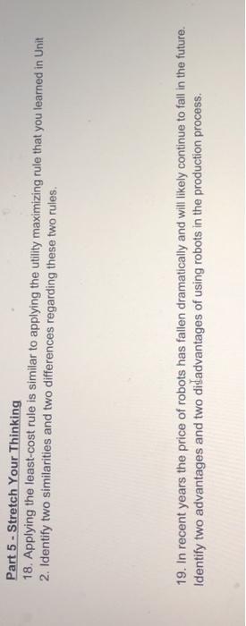 Part 5 - Stretch Your Thinking 18. Applying the least-cost rule is
