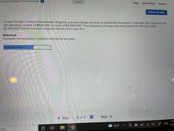  nabled: Chapter 11 Homework Saved Help Save & Exit Submit Check