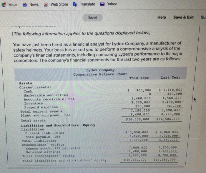 Maps News G Web Store Translate Yahoo Saved Help Save & Exit