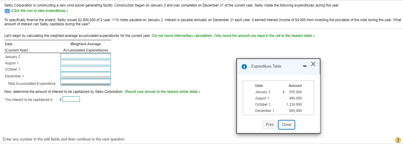 Selby Corporation is constructing a new wind power-generating facility. Construction began on
