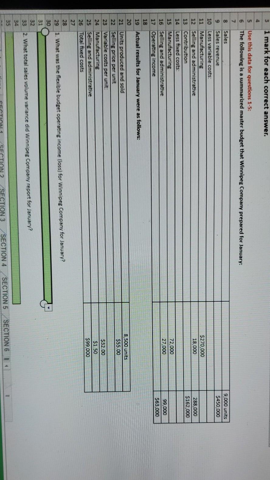 3 1 mark for each correct answer. 4 5 Use this data