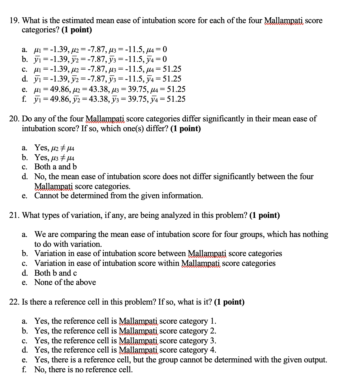Value er > F Mallampati 3 1627.544741 542.514914 G 0.6355 Standard Parameter