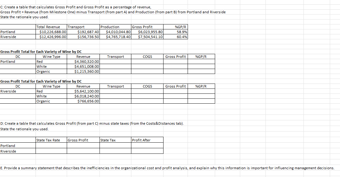 I need help with the open table info within questions C, D,