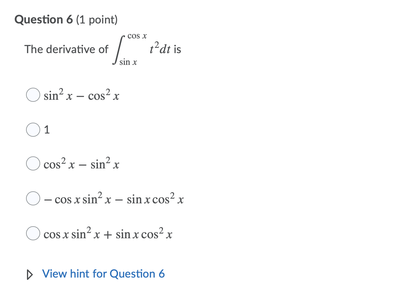 dx. 0 4 3 O -7 O7 05Question 2 (1 point) In(5)
