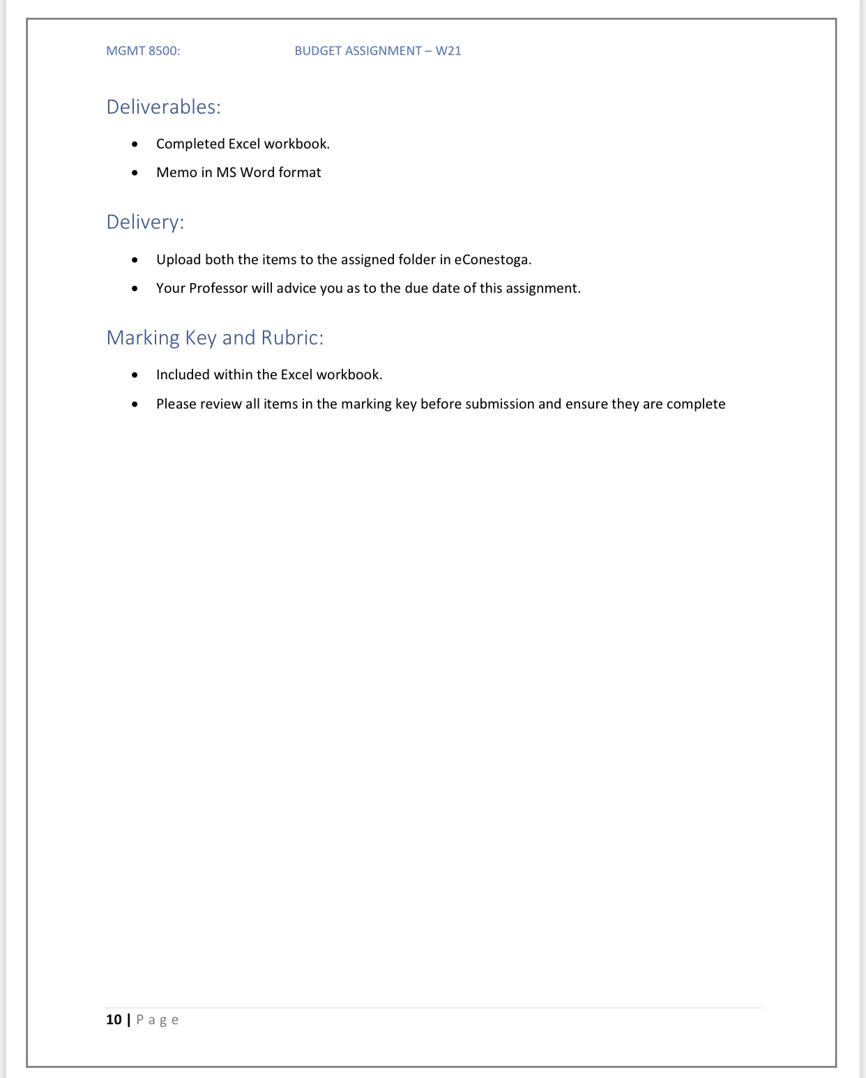 the template provided in Excel Workbook format. Complete the following steps in