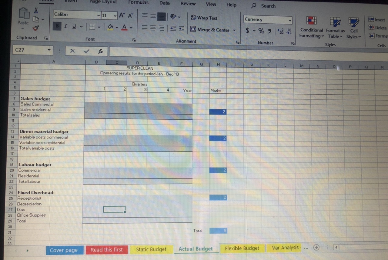 Populate the section A7:F29 with data from the spreadsheet 'Input Database' and