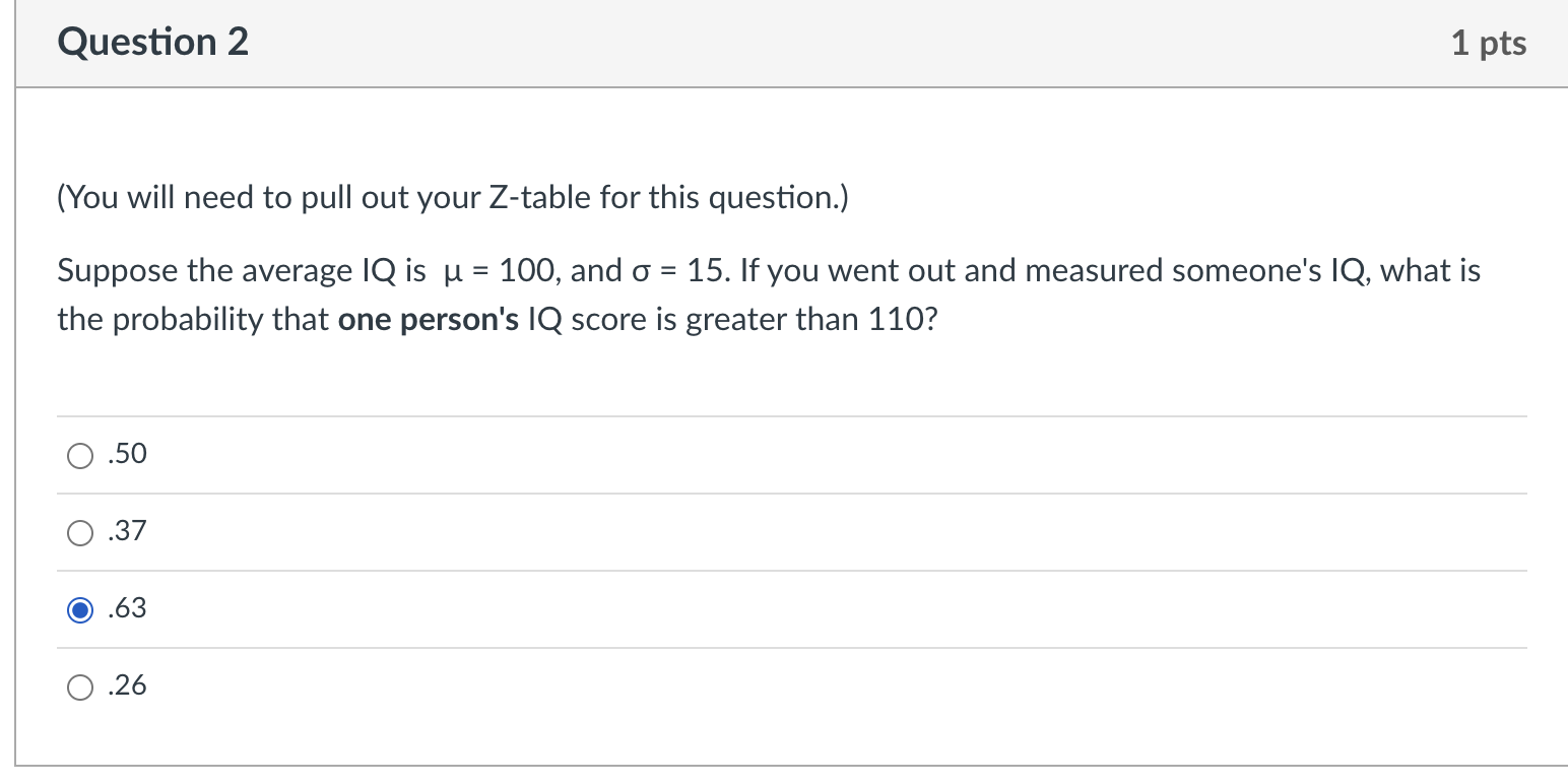 (You will need to pull out your Z-table for this question.)Suppose the
