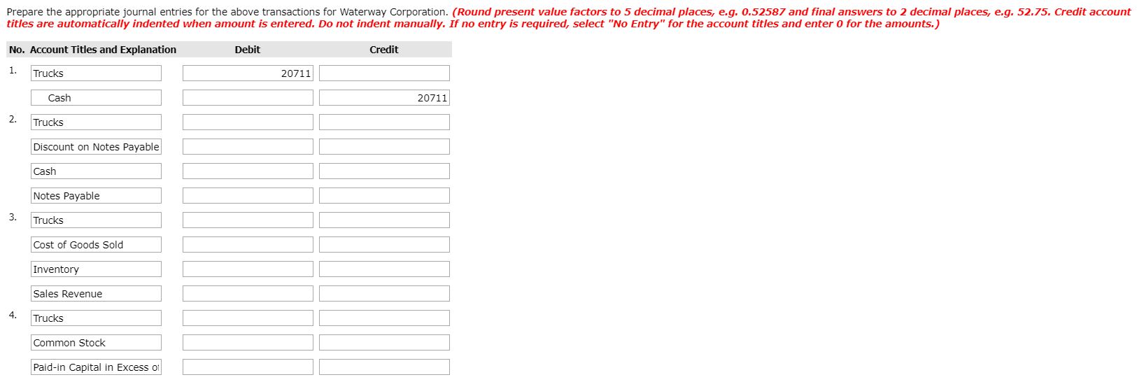 services to customers, the company purchases four new trucks on April 1,