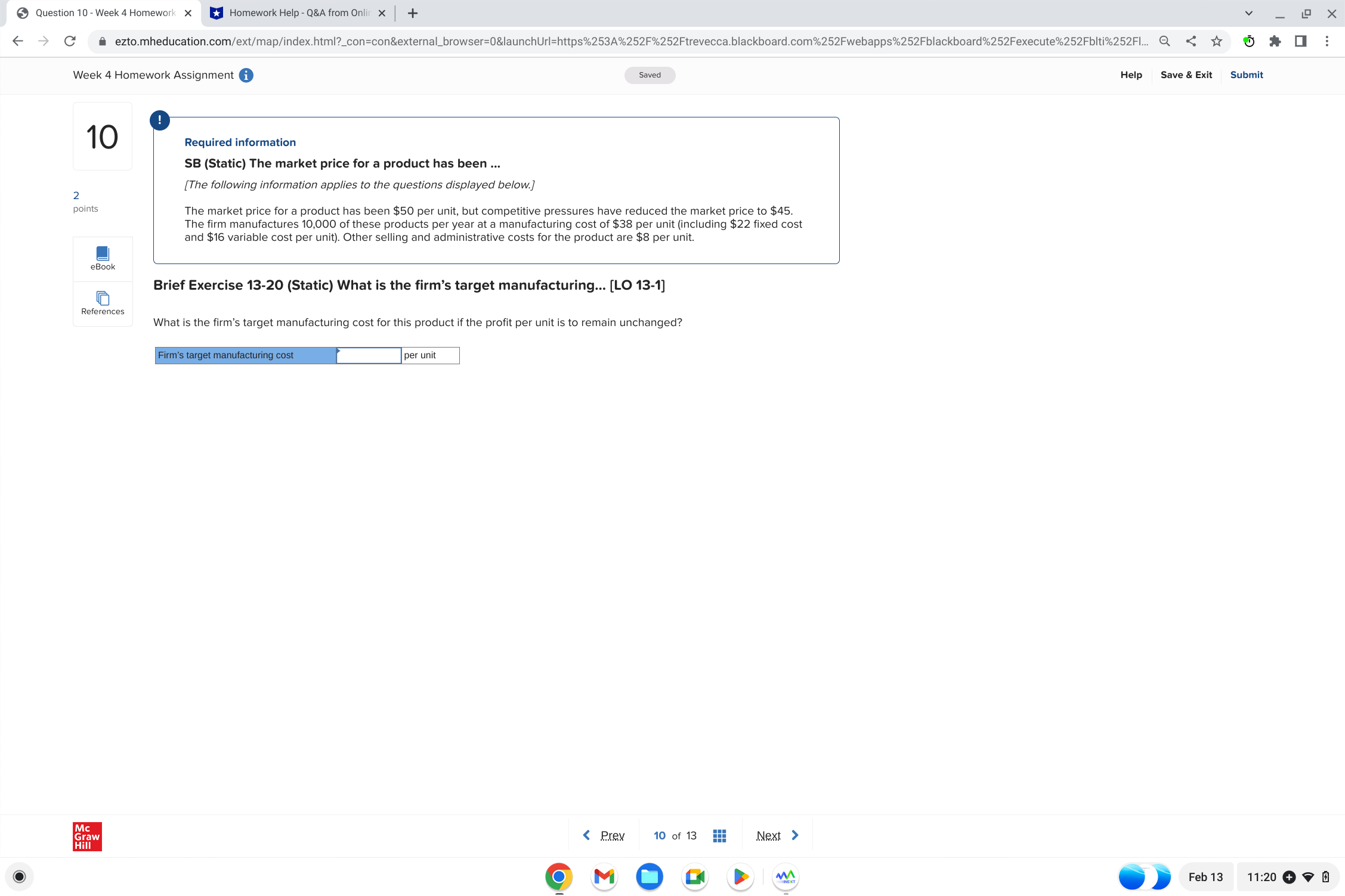 Question 10 - Week 4 Homework X Homework Help - Q&A