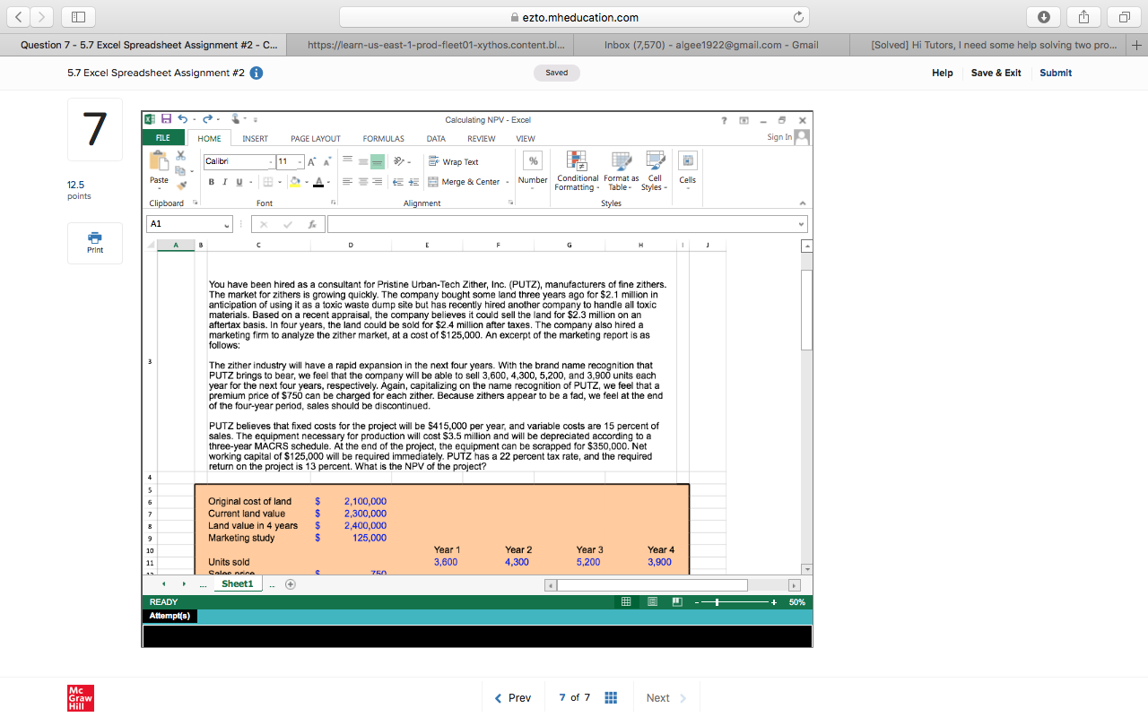 5.7 Excel Spreadsheet Assignment #2 - C. https://learn-us-east-1-prod-fleet01-xythos.content.bl. Inbox (7,570) - algee1922@gmail.com