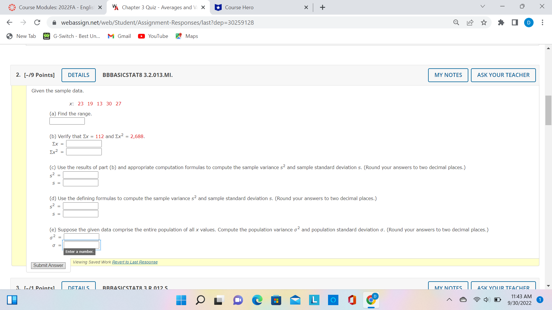 Course Modules: 2022FA - English X A Chapter 3 Quiz -
