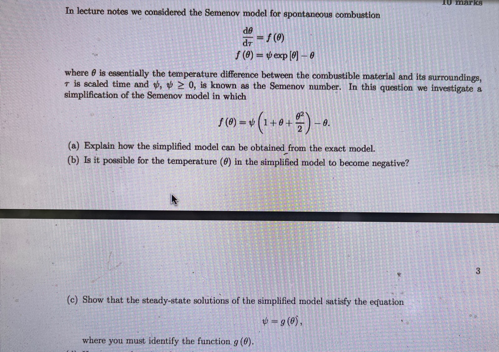  LU marks In lecture notes we considered the Semenov model for
