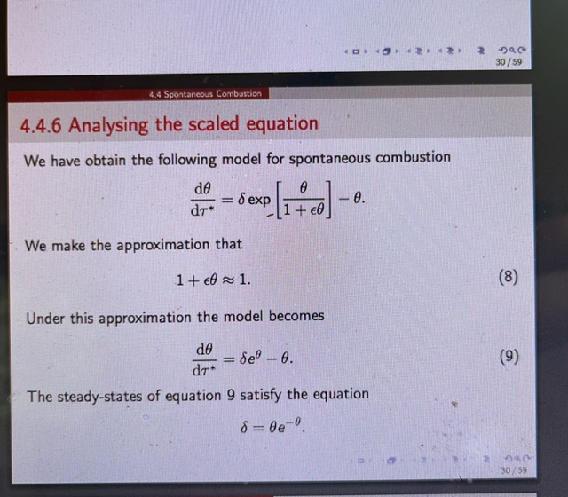 spontaneous combustion de dr =f (0) f (0) - exp [0] -