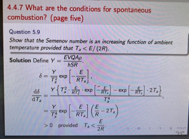 simplification of the Semenov model in which 1 ( 0 ) -