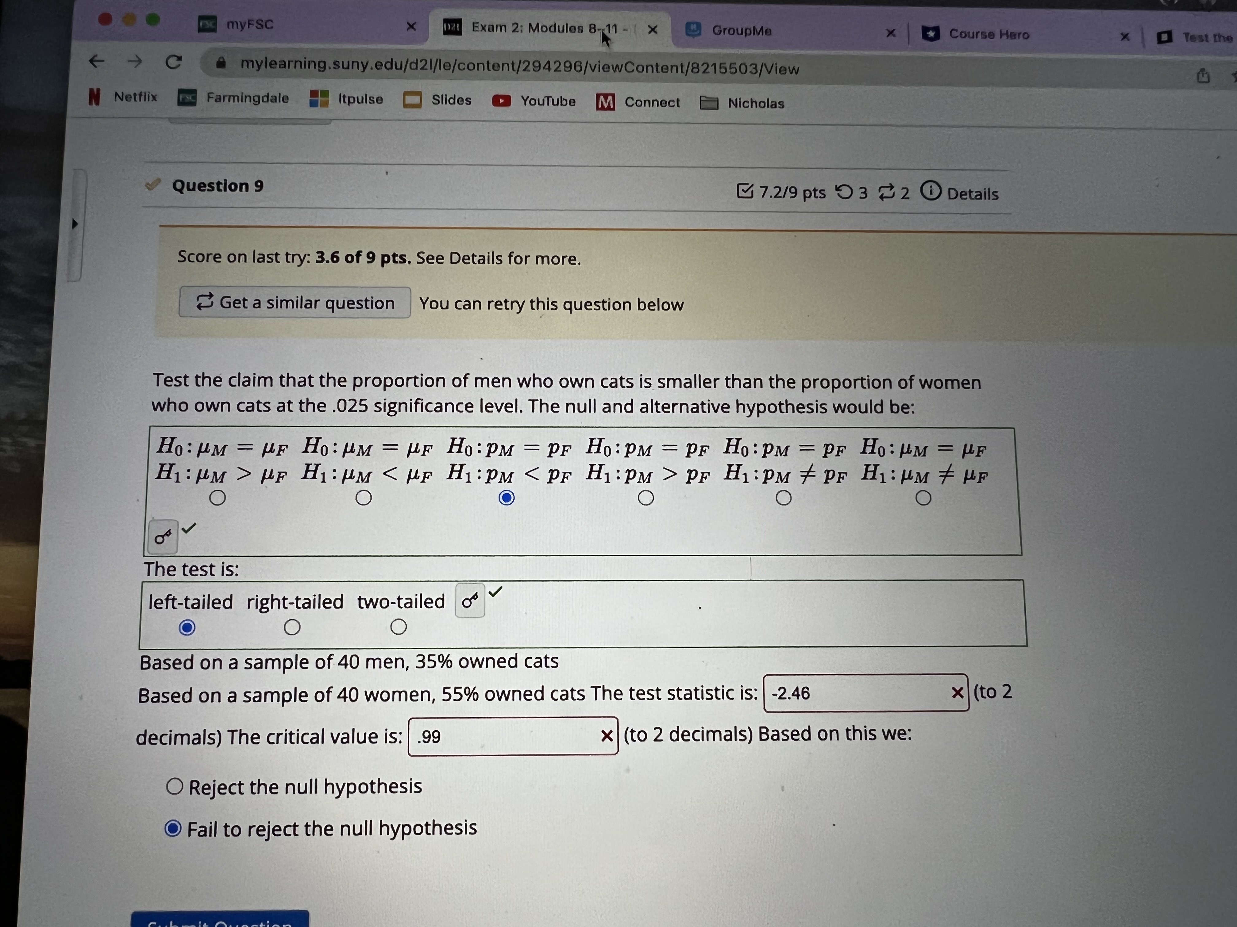  EX myFSC X Exam 2; Modules 8- 11 - ( X