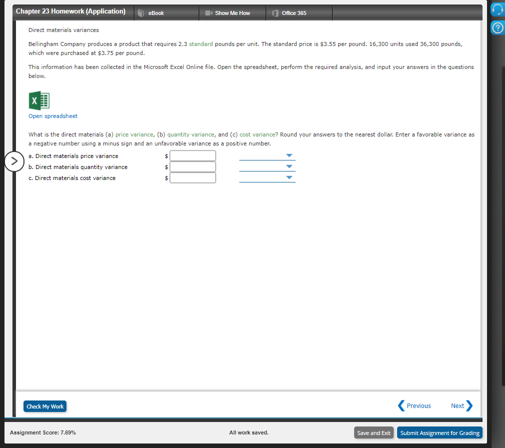 show the steps Chapter 23 Homework (Application) eBook Show Me How Office
