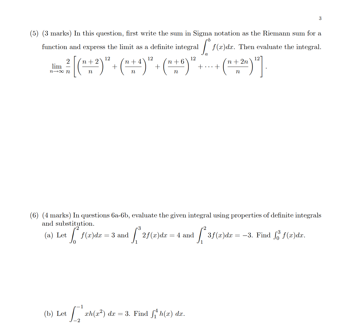 (4 marks) In questions 4a-4b, find the value or a formula for
