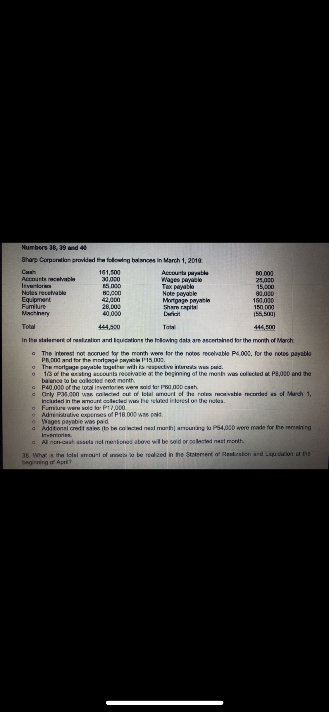 Please help me answer 38-40 Numbers 38, 39 and 40 Sharp Corporation
