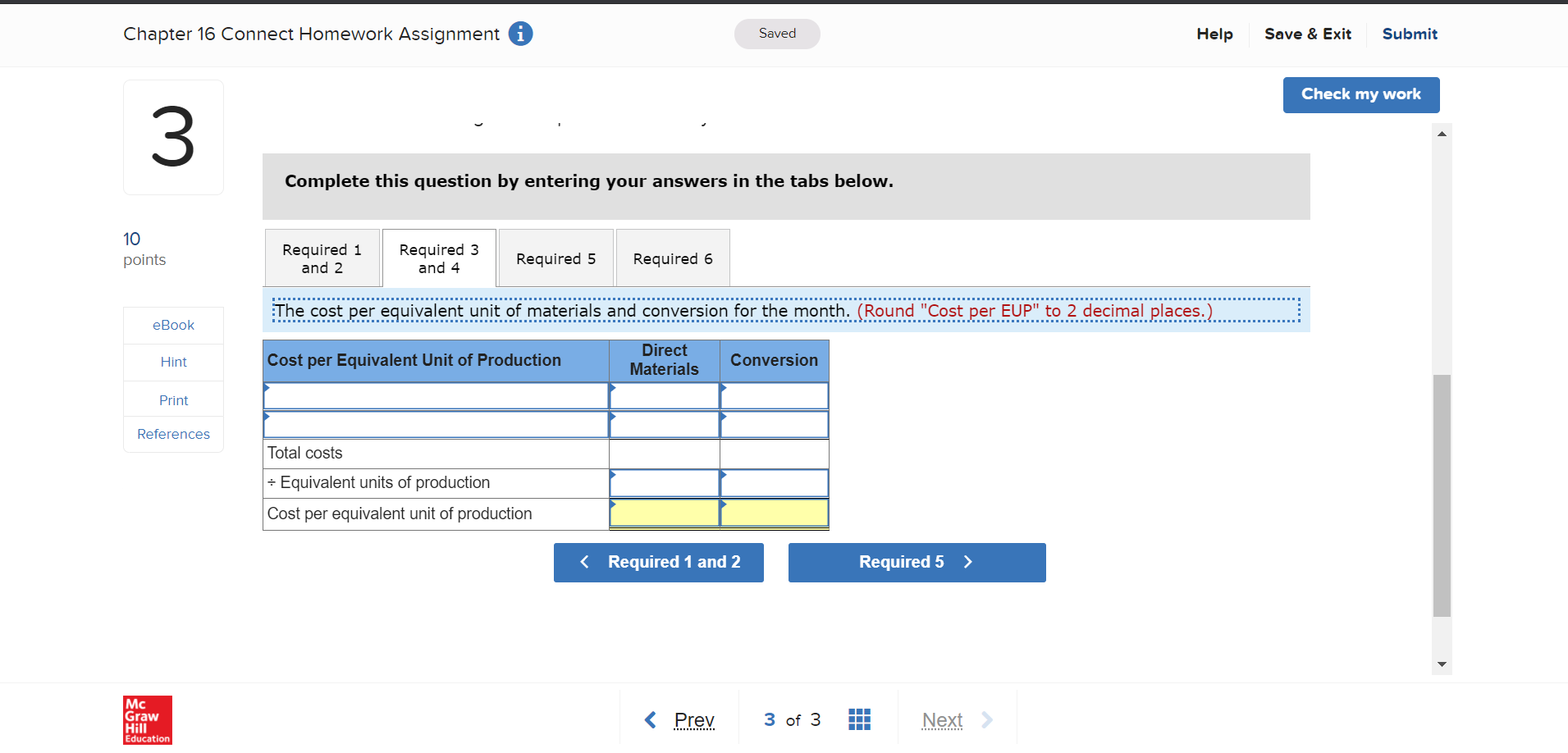process costing to assign production costs to its products. Information for the