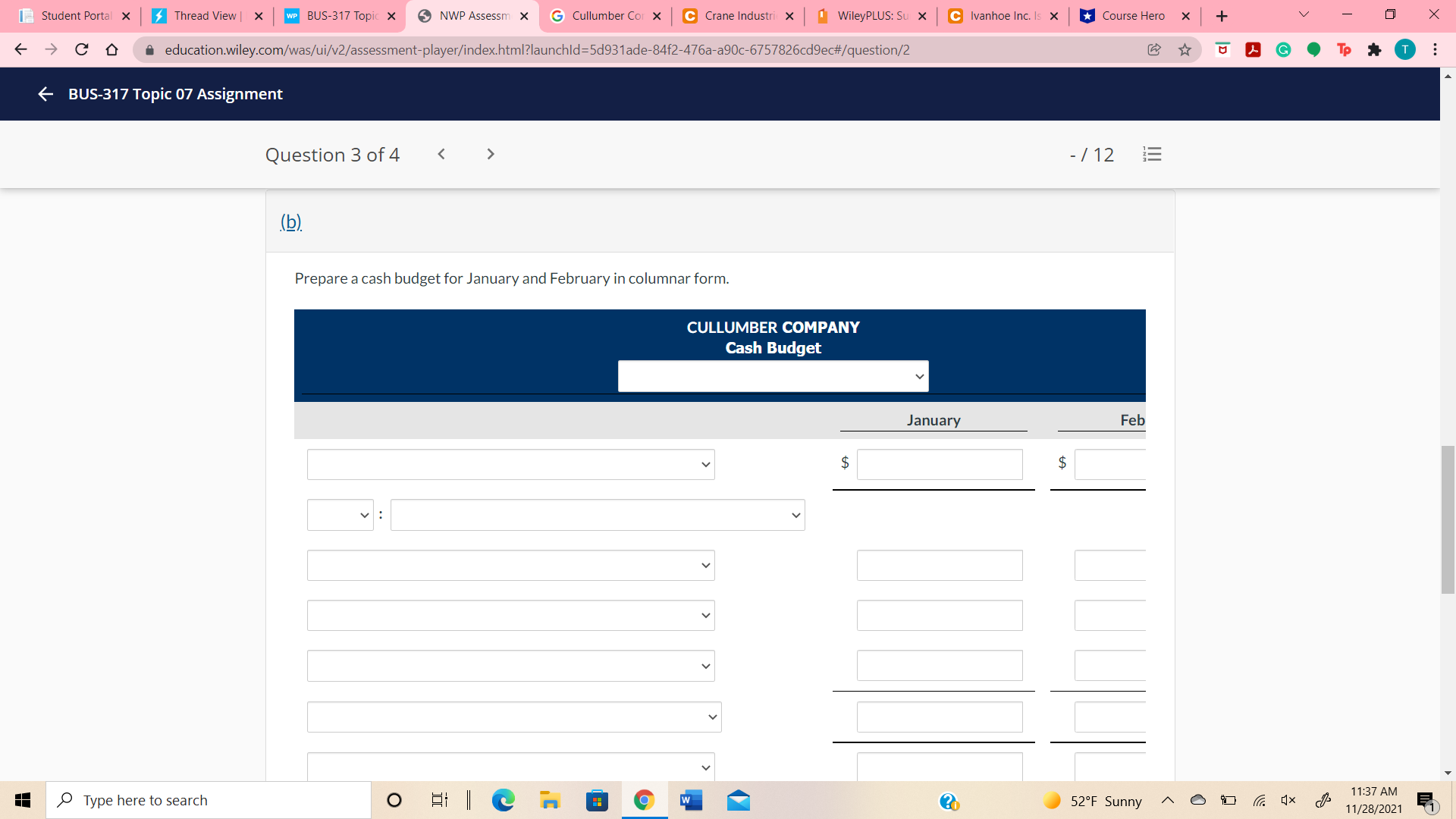 Topic 07 Assignment Question 3 of 4 - /12 5 Current Attempt
