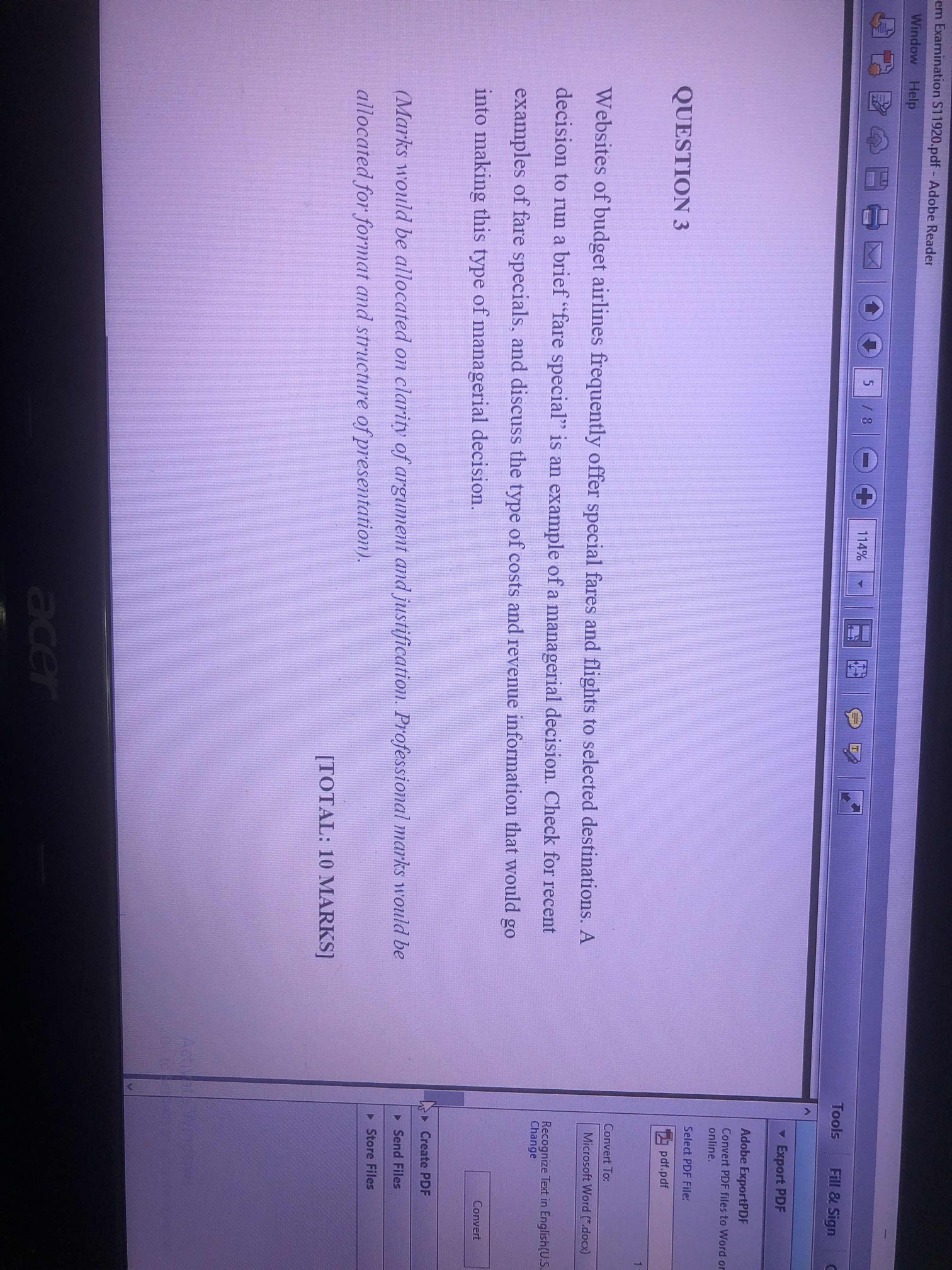  em Examination $11920.pdf - Adobe Reader Window Help Tools Fill &