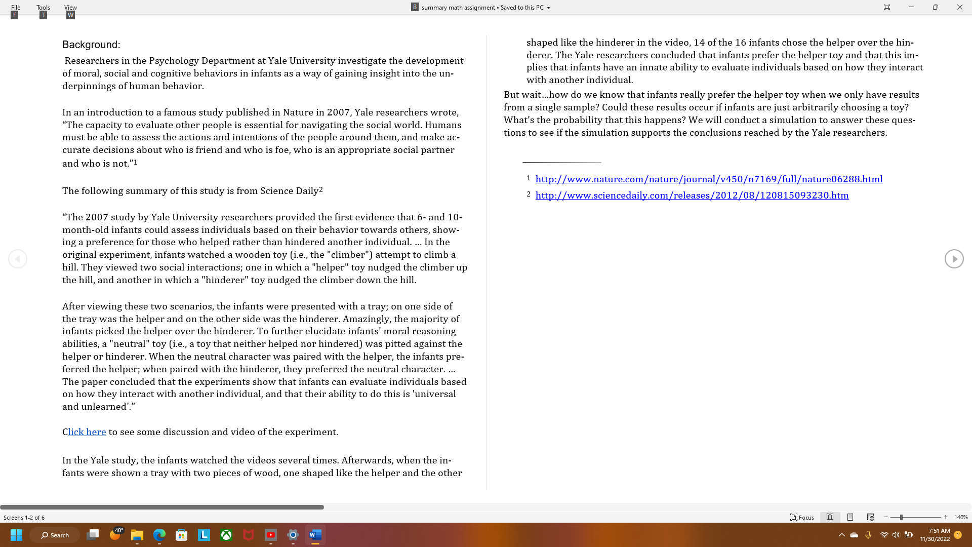 File Tools View B summary math assignment . Saved to this