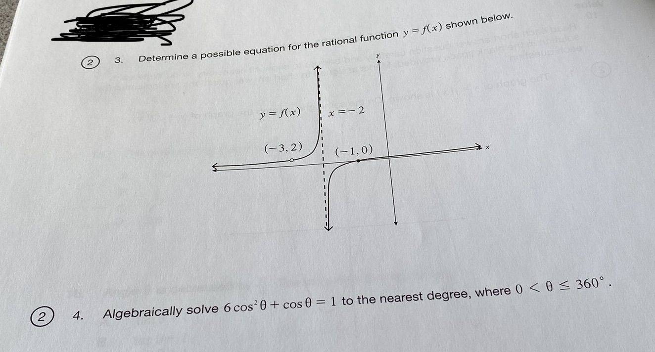 P.B # 4-5 2) 3. Determine a possible equation for the rational