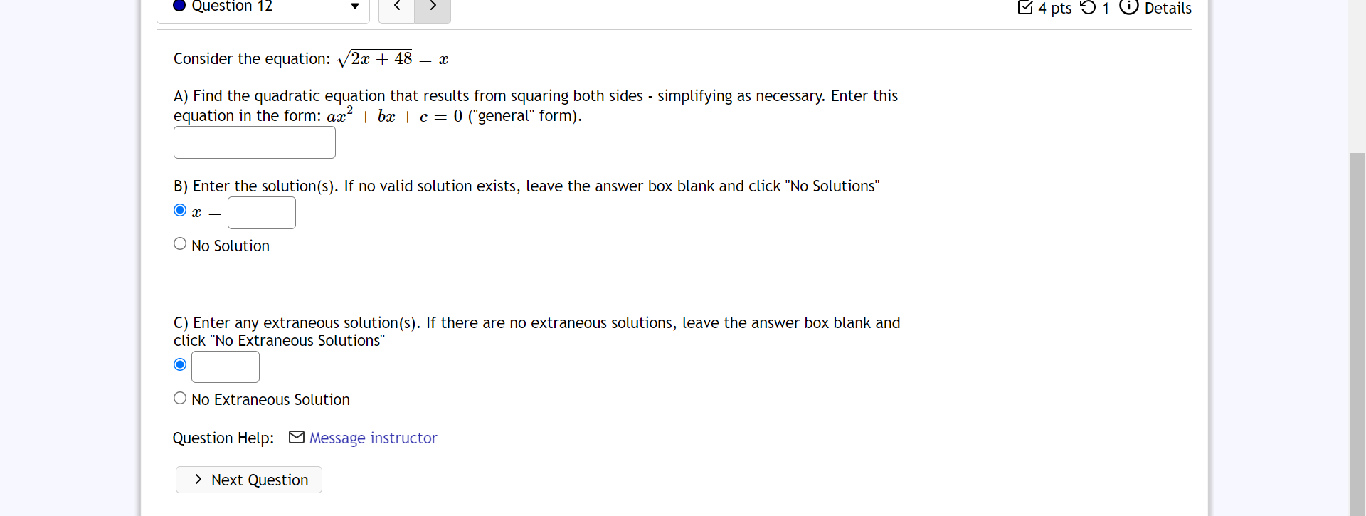 Question Help: Message instructor > Next Question' 0 Question 11 v |