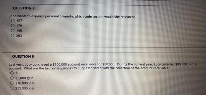 8 Jane wants to expense personal property, which code section would she