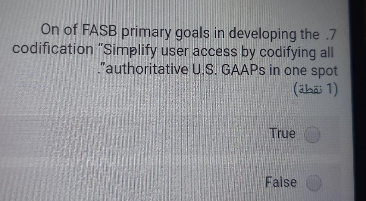 On of FASB primary goals in developing the .7 codification "Simplify user