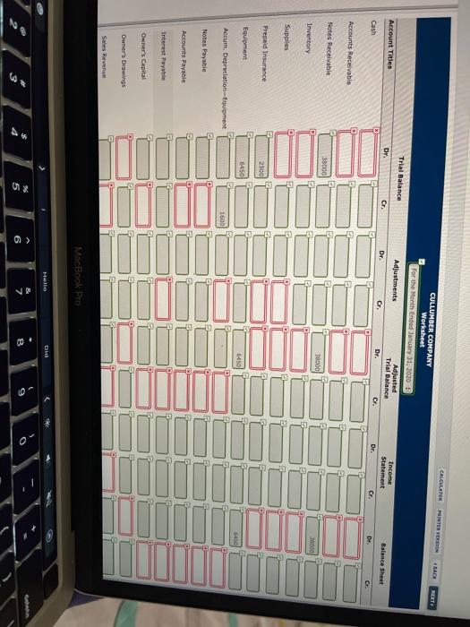 CALCULATOR Your answer is partially correct. Try again. Prepare a trial balance