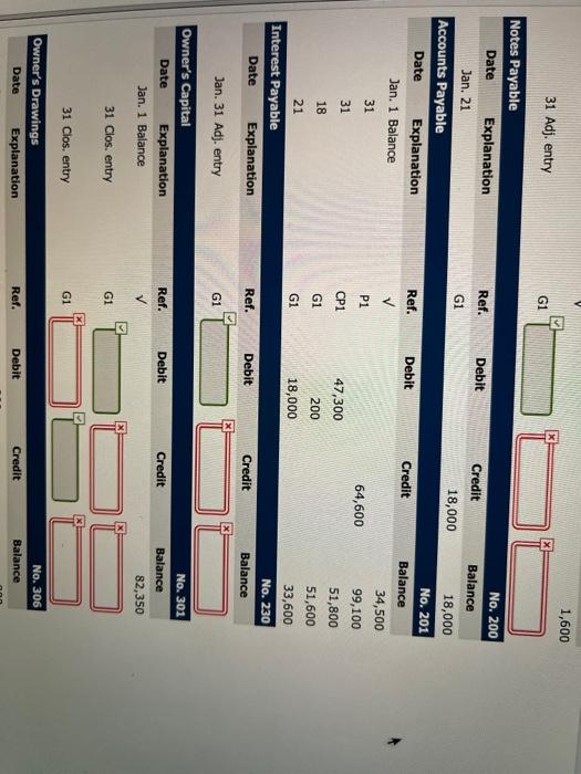 6450 6450 Accum. Depreciation-Equipment 1600 Notes Payable Accounts Payable Interest Payable Owner's