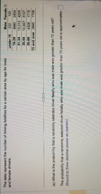 can you help me solve this problem please? The data represent the