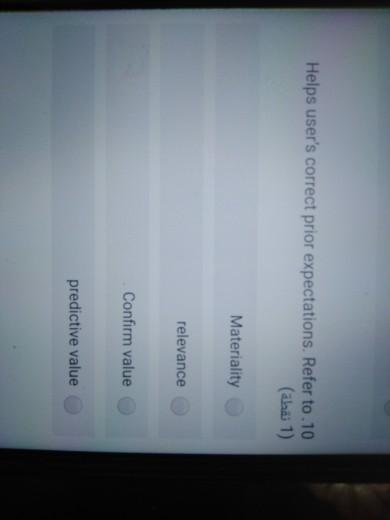 Helps user's correct prior expectations. Refer to .10 Materiality relevance Confirm value