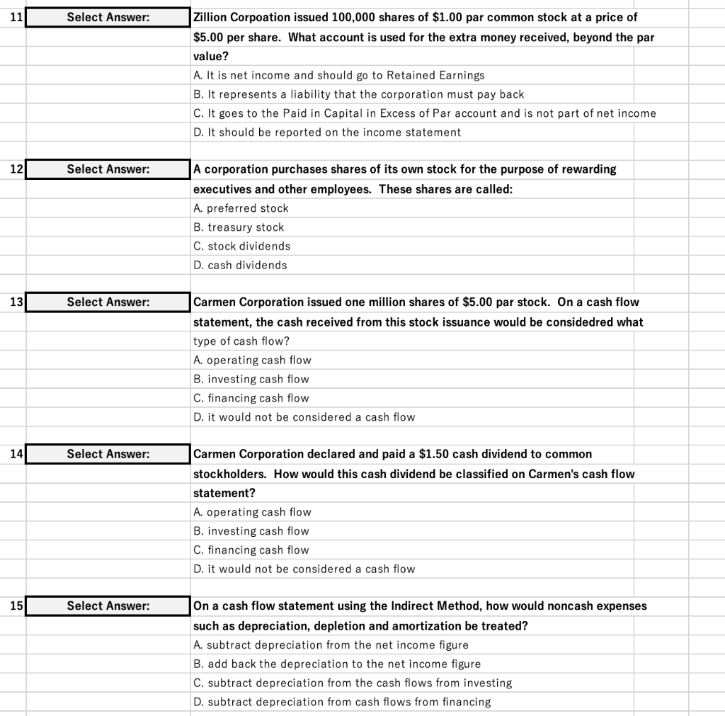 11 Select Answer: 12 Select Answer: 13 Select Answer: 14 Select Answer: