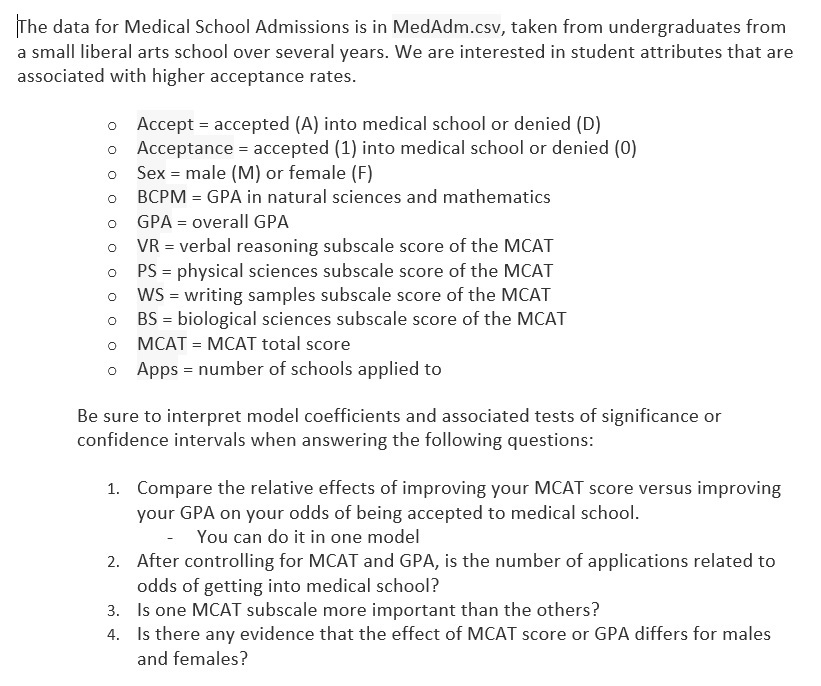 (MedAdm.csv Data File is in the comments)Solve Using R / R Studio