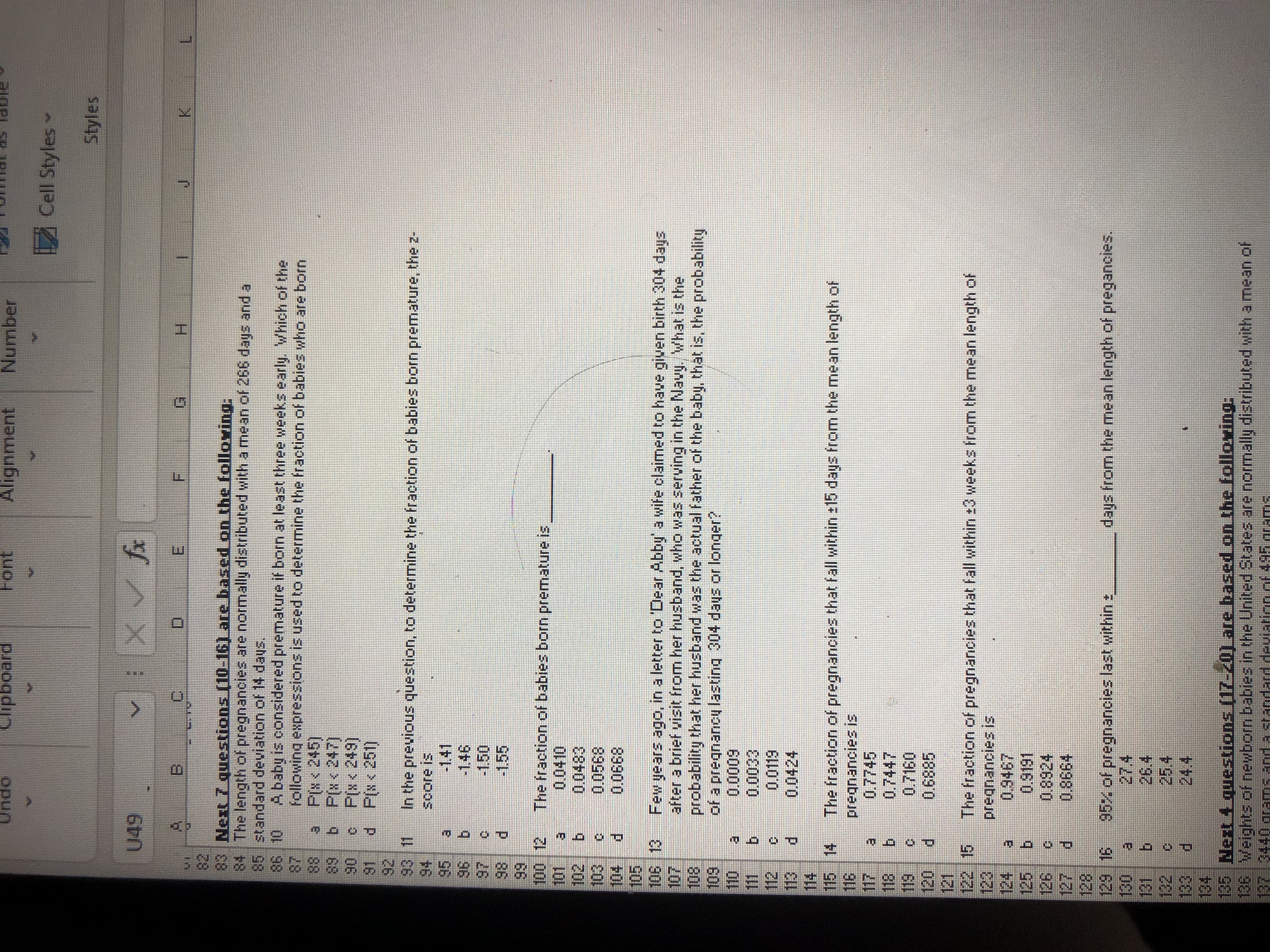Undo Clipboard mont Alignment Number Cell Styles ~ Styles U49 B