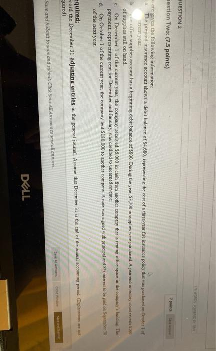 IN WORDS POWERED BY TINY QUESTION 2 estion Two: (7.5 points) u