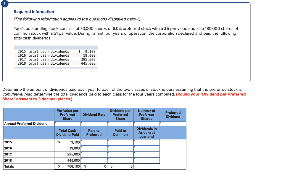 Required information [The following information applies to the questions displayed below.] York's