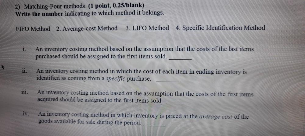 income statement. In the blank next to each account, write the letter