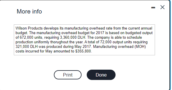  More info Wilson Products develops its manufacturing overhead rate from the