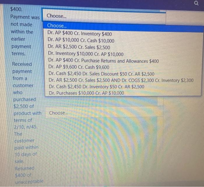 uses a periodic inventory system. Sold inventory to a customer for $2,500;