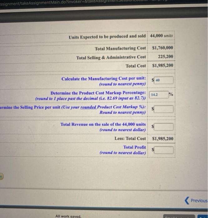 assets of $1,000,000. Calculate the Desired Profit: 250,000 The Total Cost to