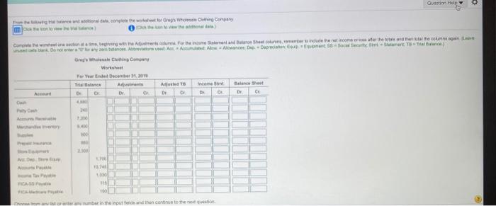 the Swing hal balance and ational data complete the worksheet for Greg's